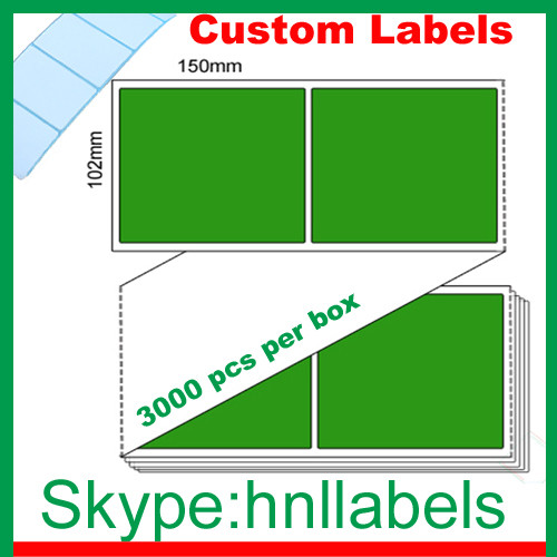 Thermal Transfer Labels 102mmX150mm/1 Green Trans Fanfold Permanent, 3,000 per
