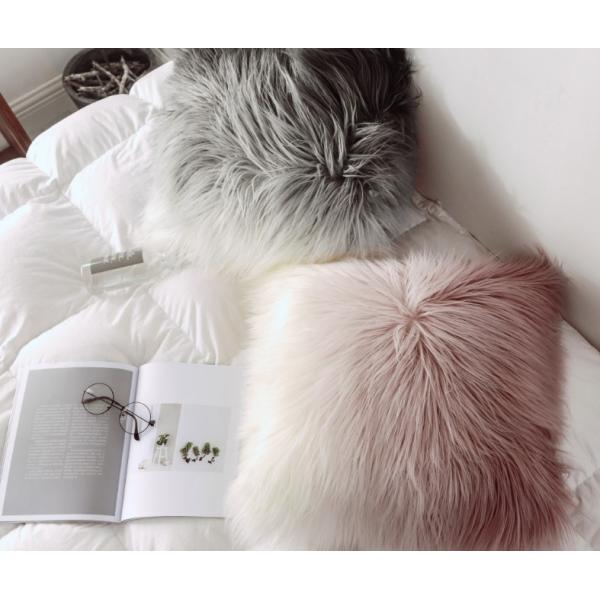 Custom Square Shape Faux Sheepskin Throw Pillow Covers gradient Removable