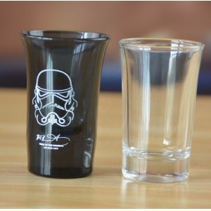 Buy cheap Logo Printed Clear  Unique Shot Glasses With Color Decal from wholesalers