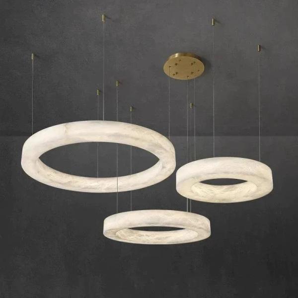 100W Alabaster Chandelier Modern Round Chandelier For Living Room