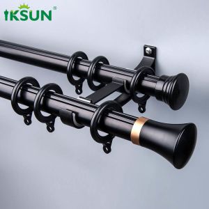 Buy cheap Black Double Aluminium Curtain Pole Decorative Light Filtering from wholesalers