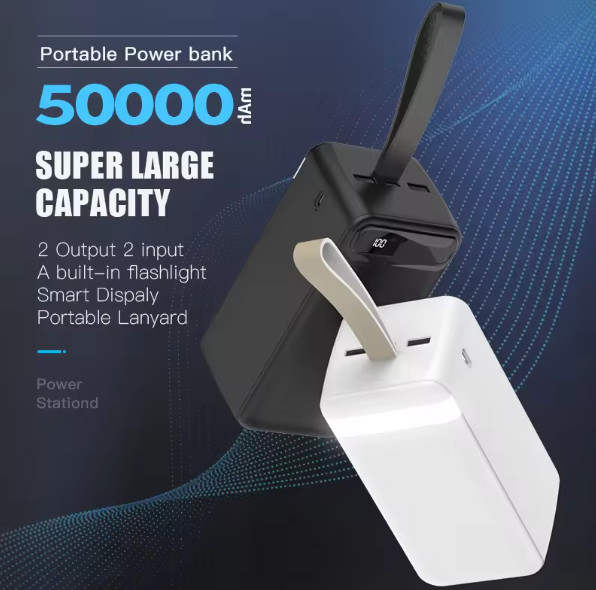 Quality Large Capacity Power Bank 50000mah PD and Mobile Fast Charger Power Bank Led Display with Emergency Light for sale