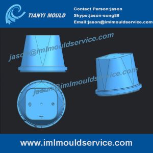 China IML thin wall container mould, Two cavitie in mould labelling thin wall container mould on sale