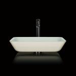 Buy cheap Pedestal Above Counter Rectangular Vessel Sink Glass Bowl Bathroom Countertop from wholesalers