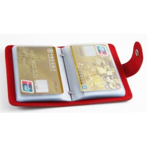 Red Lattice Patent Leather Woman Credit Card Holders Wallets