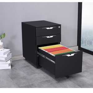 Three Drawers Cold Rolled Pedestal Filing Cabinets Environmentally Friendly