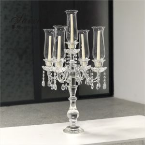 Buy cheap 5 Arms tabletop crystal candelabra Small Candelabra Centerpieces from wholesalers
