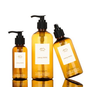 Buy cheap Empty 200ml 300ml Plastic Cosmetics Containers Packaging Luxury Amber Shampoo Lotion Pump Bottle from wholesalers