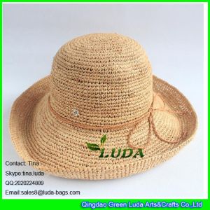 Buy cheap LDMZ-002 natural raffia crocheted straw hats with braid from wholesalers
