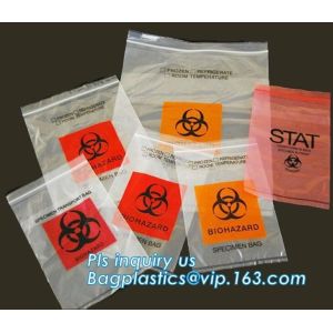 Buy cheap LDPE poly lab biohazard specimen bags with Zip lockk closure, biohazard specimen bags laboratory transport bags with docum from wholesalers