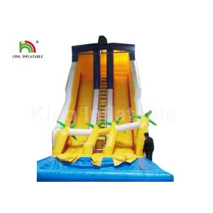 Buy cheap Dual Lane Yellow 32.81ft Backyard Water Slides For Adults With Coconut Tree And Pool from wholesalers