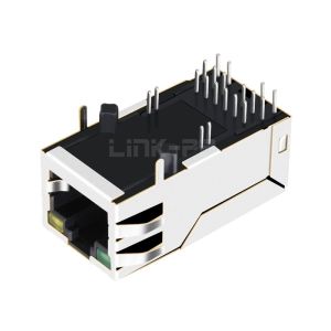 LPJK9492AHNL 10G Base-T 1x1 Port POE+ RJ45 Magnetics Jack Tab Up With Green