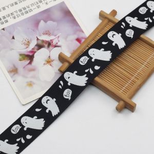 bat ghost witch pumpkin pattern halloween holiday grosgrain webbing printed