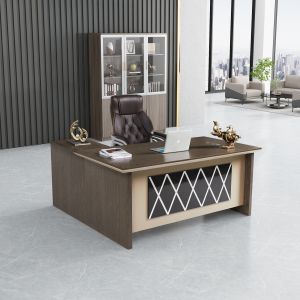 Buy cheap Retro Style Office Desk With Storage MDF Wood Material With Side Cabinet OEM from wholesalers