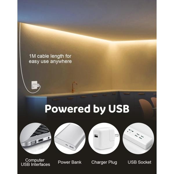 32.8FT COB LED Strip Lights Warm White/Cold White 90 Ra 7.5W Dimmable Adhesive Backing CE/RoHS Certified