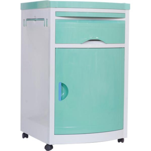Quality 48X48X76cm White Hospital ABS Bedside Table Cabinet With Castors for sale