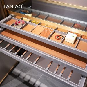 Modern White Customized Wardrobe Closet With Mirror Vanity Table Jewelry Cabinet