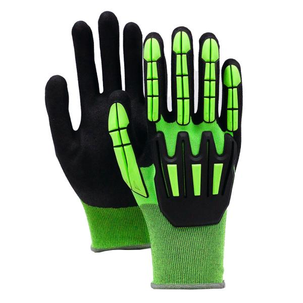 Buy cheap 13 Gauge Nylon Nitrile Sandy TPR Impact Resistant Gloves with High Visibility Colors from wholesalers