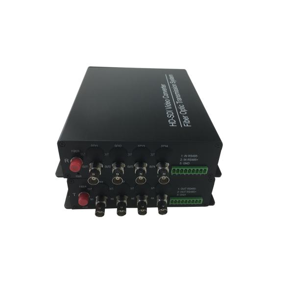 Buy cheap Full HD single mode 4channel HD SDI transmitter video to fiber converter with RS485 data SFP Ethernet from wholesalers