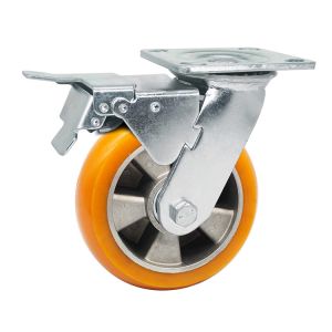 Buy cheap 6x2 Inch Round Pu Wheels Swivel Lock Heavy Duty Industrial Trolley Wheels Aluminium Core from wholesalers
