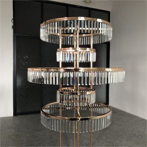 Buy cheap ZT-553 Saixin custom luxury tall five tier circle crystal centerpieces for events from wholesalers