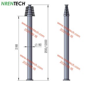 Buy cheap 12m pneumatic telescoping mast for surveillance 30kg payloads 2.55m closed height from wholesalers