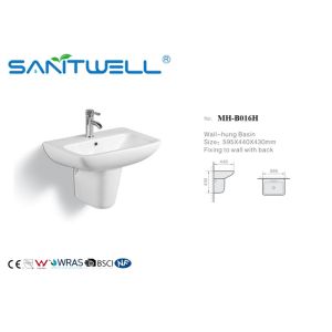 Buy cheap Bathroom Wall Hung Basin White Standing Ceramic Half Semi Pedestal Sink from wholesalers