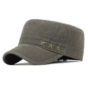 Buy cheap Circle Ring Stars Style Mens Flat Top Caps  , Grey Hollow Flat Top Military Hat For Training from wholesalers