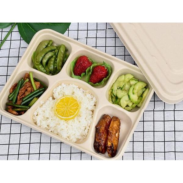 Buy cheap FDA 6 Compartment Degradable Tableware Wheat Straw Disposable Lunch Box from wholesalers