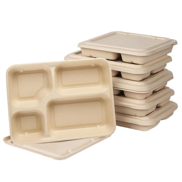 Buy cheap 4 Compartments Biodegradable Sugarcane Bagasse Plates Compostable For Lunch from wholesalers