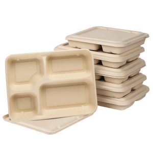 Buy cheap 4 Compartments Biodegradable Sugarcane Bagasse Plates Compostable For Lunch from wholesalers
