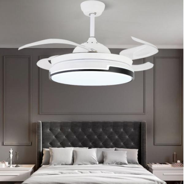 Quality Metal LED Ceiling Light With Fan Acrylic Retractable Blades for sale