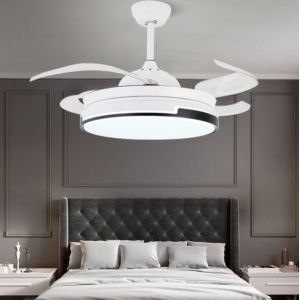 Buy cheap Metal LED Ceiling Light With Fan Acrylic Retractable Blades from wholesalers