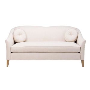 Elegant Antique French Romantic Cream Fabric Sofa With Goldleaf 3 Seater