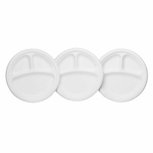 Buy cheap White 3 Compartment Paper Plates , Recyclable 9 Inch Paper Plates from wholesalers