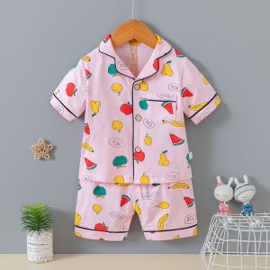 Buy cheap Fruit Short Sleeve Button Up Pyjama Set / Soft Cotton Pjs For 100cm 110cm Height from wholesalers