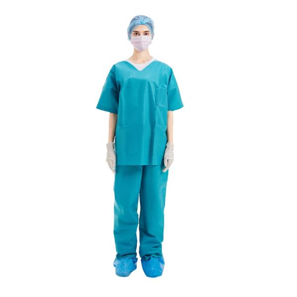 Non Woven Disposable Scrub Suits , SMS Medical Scrub Sets