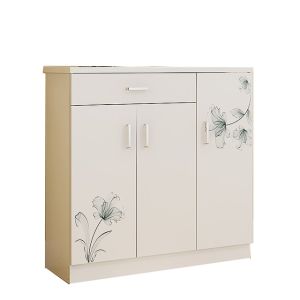 White Simple Style Particle Board Shoe Rack Convenient Melamine Coated Cabinet