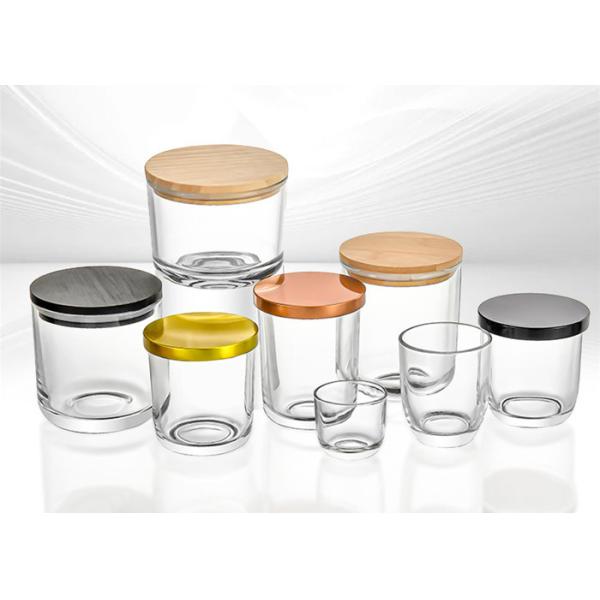 U Shape 4oz 6oz 8oz 10oz 12oz Empty Clear Scented Glass Candle Jars with Wooden
