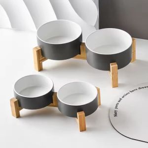 Buy cheap Wood Stand Non-Slip Matte Glaze Weighted Food Water Set for Cats &Small Dogs from wholesalers