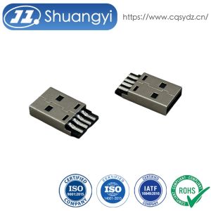 Buy cheap USB 2.0 AM Male Connector Integrated Solder-Type Housing Black Gold-Plated G/F | product