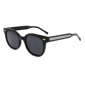 Buy cheap Chic Round Acetate Sunglasses Interchangeable Lenses UV Hand Crafted Eyewear from wholesalers