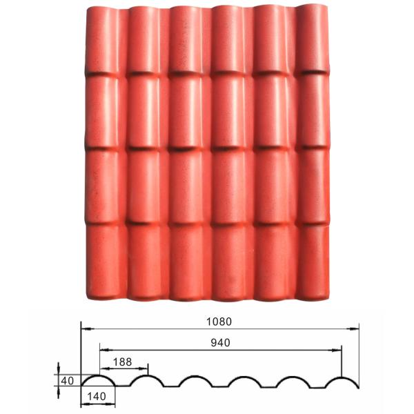 Quality Big Wave Unit Length 328mm Synthetic Resin Roof Tile for sale