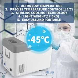 100W Power Portable Vaccine Freezer -80 Degree DC 12V for Small Size