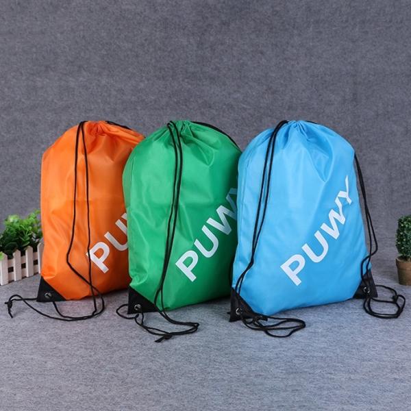 210D Polyester Bundle Pocket Reusable Grocery Tote Bags Nylon Drawstring