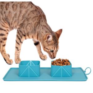 Buy cheap Double Collapsible Dog Bowls Travel Portable With Silicone Mat from wholesalers