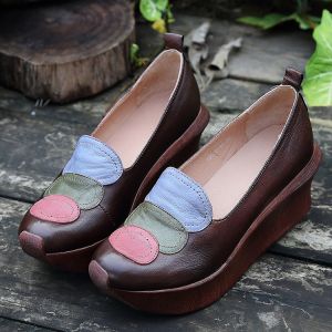 Buy cheap S465 Women'S Shoes New Leather Casual Rocking Shoes Original Handmade Shoes Flat Color Matching Single Shoes from wholesalers