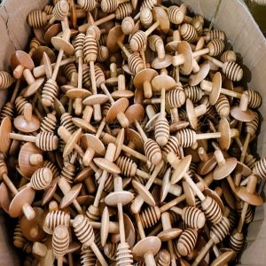 Customized Logo Wooden Muddler Individually Wrapped Wedding Party Honey Dipper