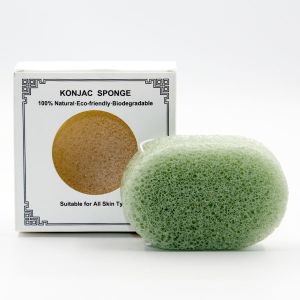 5g Oval Bath Sponge Green Tea Konjac Exfoliating Sponge For Sensitive Skin