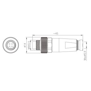 M9 Straight Male Metal Plug(Solder) IP67 2\3\4\5\6\7\8 Pin Industrial Connector